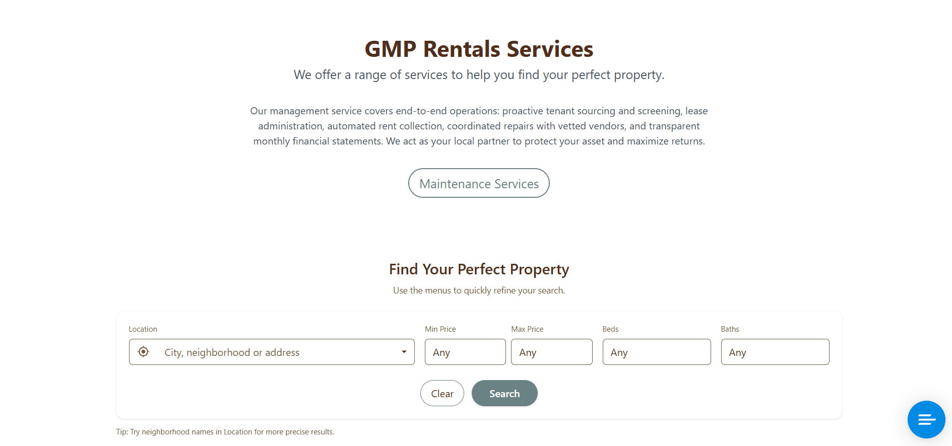 GMP Rentals - Property Rental Website screenshot 3